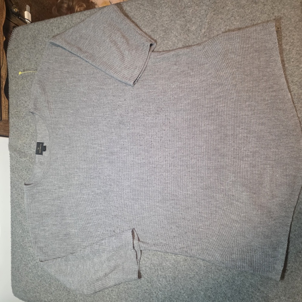 gray horizontal-ribbed long-sleeve knit sweater from Worthington Large C2